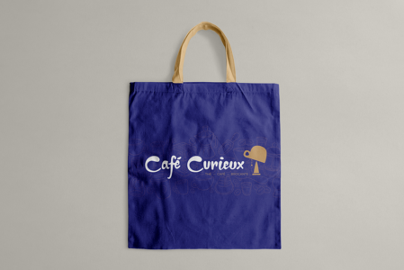 Café Curieux Tote Bag - sac coton bleu